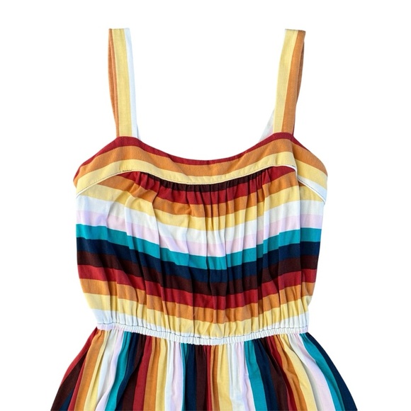 ModCloth vintage Striped Dress women’s sz Medium multicolor stretchy boho flowy - Picture 2 of 12